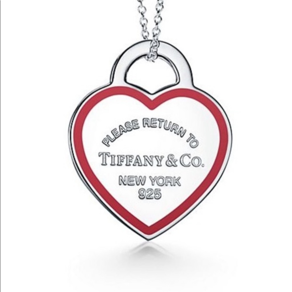 Return To Tiffany Red Outline Heart Tag Charm